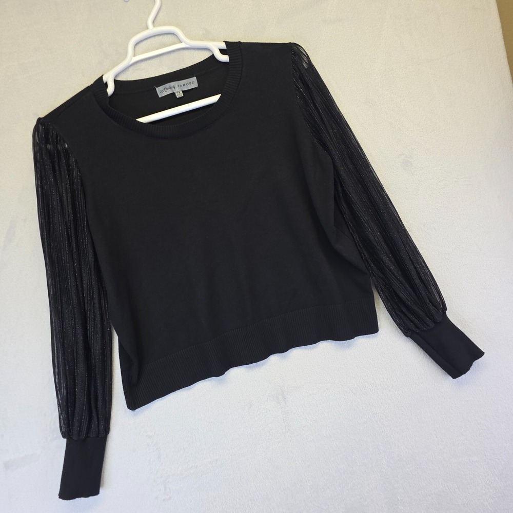 Absolutely Famous Top Womens Plus Size 2X Black Mesh Balloon Sleeve‎ Whimsigoth